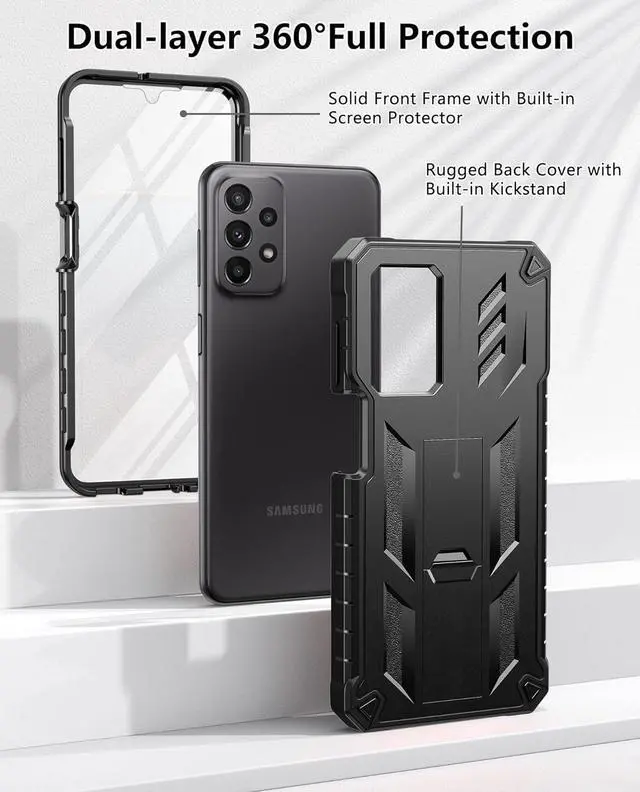 Alt view image 6 of 7 - FNTCASE for Samsung Galaxy A23 5G Case: Heavy Duty Rugged Military Grade Shockproof TPU Full Protective Shell with Kickstand Durable A23 4G LTE Phonecase Cell Phone Cover