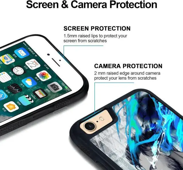 Alt view image 4 of 7 - Cool Soccer Phone Case, Football iPhone 7/8/Se Case, Non-Slip Pattern Design and Shock Absorption, Soft Silica Gel Frame Support Black Phone Case for Teen Girls and Boys, Women and Men