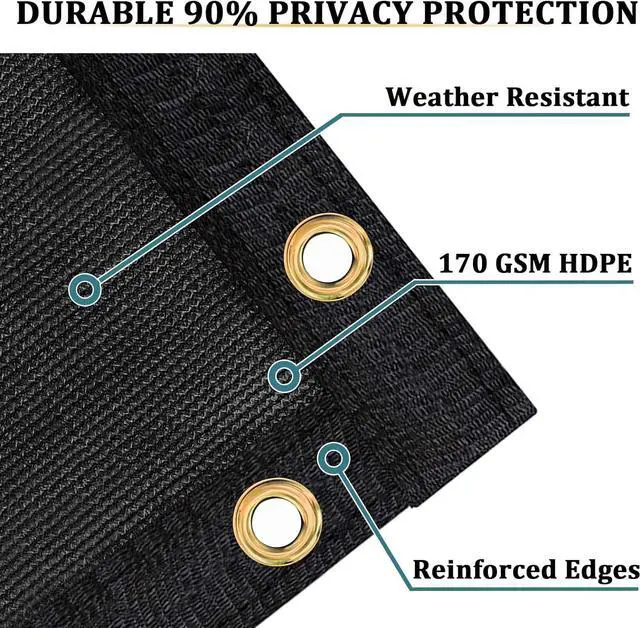Alt view image 2 of 5 - Shade&Beyond 4' X 50' Fence Privacy Screen Heavy Duty 170 GSM Fencing Mesh Shade Net Cover for Wall Garden Back Yard Outdoor Home Decoration, Black