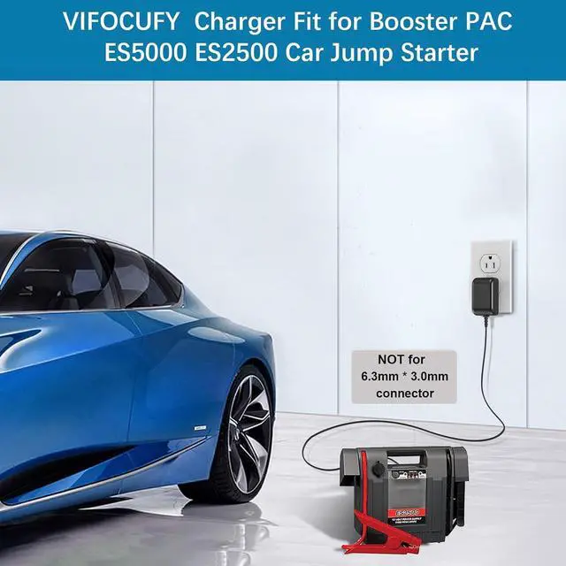 Alt view image 2 of 7 - Power Cord 19V Charger Work for Booster PAC ES5000 ES2500 ESP5500 UL Listed AC Power Supply Adapter J1000 J850 Fit for Booster Auto Truck/Motor Jump Starter Replacement