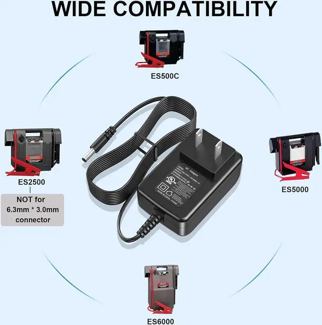 Alt view image 3 of 7 - Power Cord 19V Charger Work for Booster PAC ES5000 ES2500 ESP5500 UL Listed AC Power Supply Adapter J1000 J850 Fit for Booster Auto Truck/Motor Jump Starter Replacement