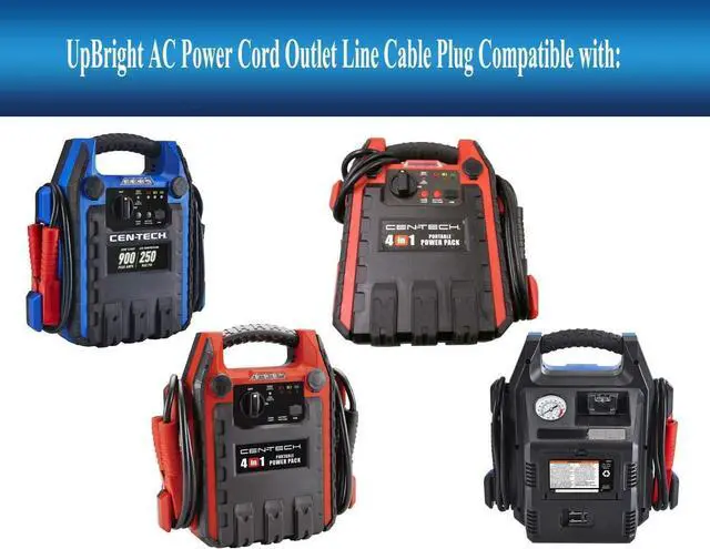 Alt view image 3 of 4 - UpBright AC in Charging Cord Charger Cable Compatible with CenTech 4-in-1 Jump Starter Air Compressor Item# 62453 62374 56631 Portable Power Pack 348985 Jump Start Cen-Tech 12V 17Ah Lead-Acid Battery