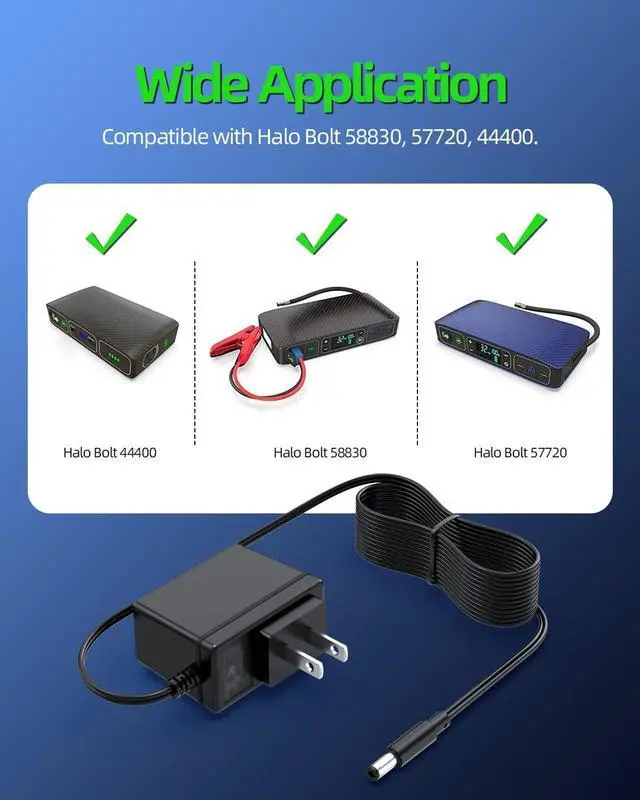 Alt view image 4 of 7 - AC Adapter Charger Fit for 58830,57720,44400,ACDC,Compact,Wireless,Car Jump Starter,1201 Power Cord Wall Supply