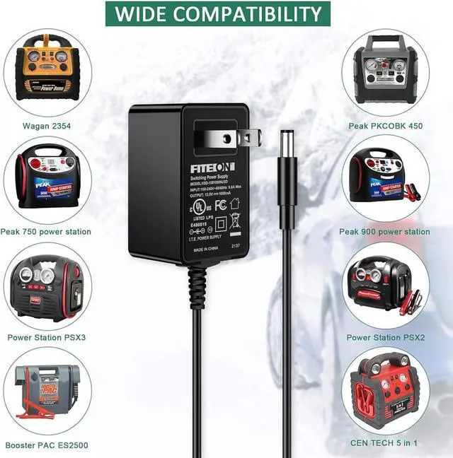 Alt view image 3 of 6 - FITE ON AC/DC Adapter Compatible with Peak PKC0AS PKC0AQ PKC0AZ PKC0A0 300 600 900 Amp Jump Starter Power Adapter Charger UL Listed