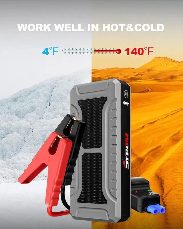Alt view image 6 of 6 - Car Jump Starter, 4000A Peak Battery Jump Starter (for All Gas or Up to 10L Diesel), Portable Battery Booster Power Pack, 12V Auto Jump Box with LED Light,Power Bank, USB Quick Charge