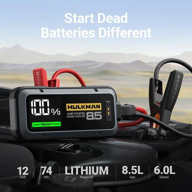 Alt view image 2 of 7 - HULKMAN Alpha85 Smart JumpStarter 2000 Amp 20000mAh Car Starter for up to 8.5L Gas and 6L Diesel Engines with Boost Function for Totally Dead Battery 12V Lithium Portable Car Battery Booster Pack