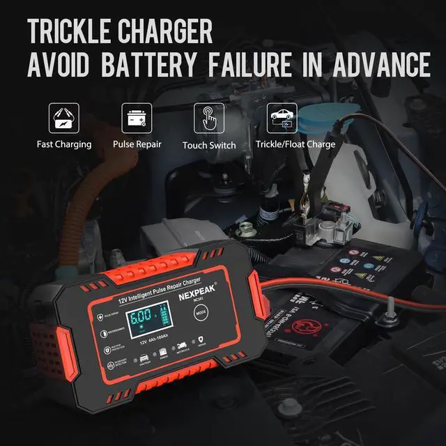 Alt view image 3 of 7 - Car Battery Charger, 12V 6A Smart Battery Trickle Charger Automotive 12V Battery Maintainer Desulfator with Temperature Compensation for Car Truck Motorcycle Lawn Mower Marine Lead Acid Batteries