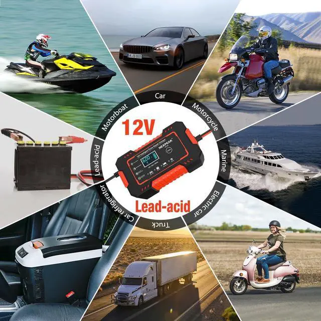 Alt view image 5 of 7 - Car Battery Charger, 12V 6A Smart Battery Trickle Charger Automotive 12V Battery Maintainer Desulfator with Temperature Compensation for Car Truck Motorcycle Lawn Mower Marine Lead Acid Batteries