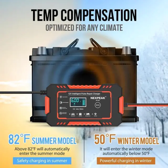 Alt view image 6 of 7 - Car Battery Charger, 12V 6A Smart Battery Trickle Charger Automotive 12V Battery Maintainer Desulfator with Temperature Compensation for Car Truck Motorcycle Lawn Mower Marine Lead Acid Batteries