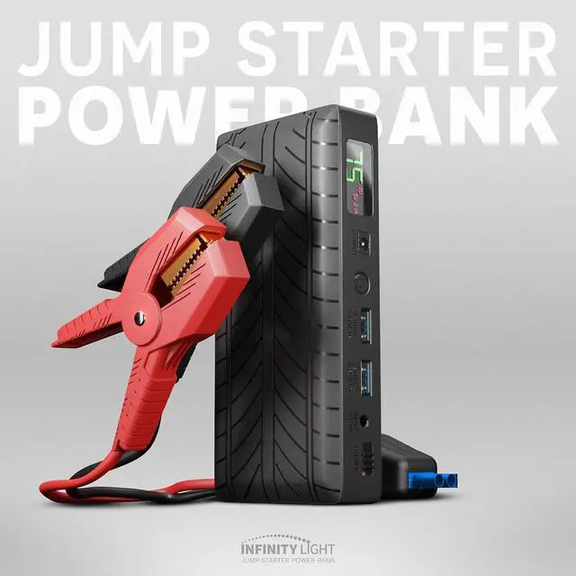 Alt view image 7 of 7 - Jump Starter Battery Pack  1000Amp 18,000mAh 12V Car Portable Battery Booster Pack Power Bank  2 in 1 USB Charger with LCD Display, LED Light Emergency Warning Mode, 6L Gas/4L Diesel