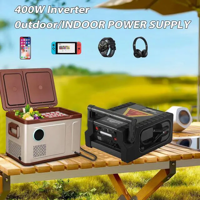 Alt view image 4 of 7 - ZD-529 Solar Portable Power Station 2000 Amps Jump Starter, 260 PSI Air Compressor, 12V Car Battery Charger with 400W Inverter Dual AC/DC/USB Output, Emergency Backup Power with Flashlights