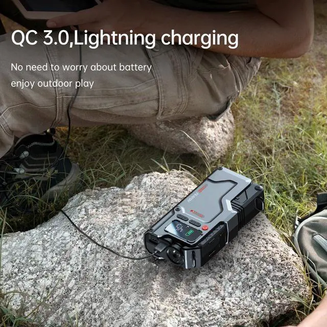 Alt view image 7 of 7 - Jump Starter with Air Compressor, 5 in 1 Function Jump Box 2500A Peak 150PSI Jump Starter Battery Pack with Digital Tire Inflator, car Battery Charger Portable for 8.5L Gas or 7.0L Diesel
