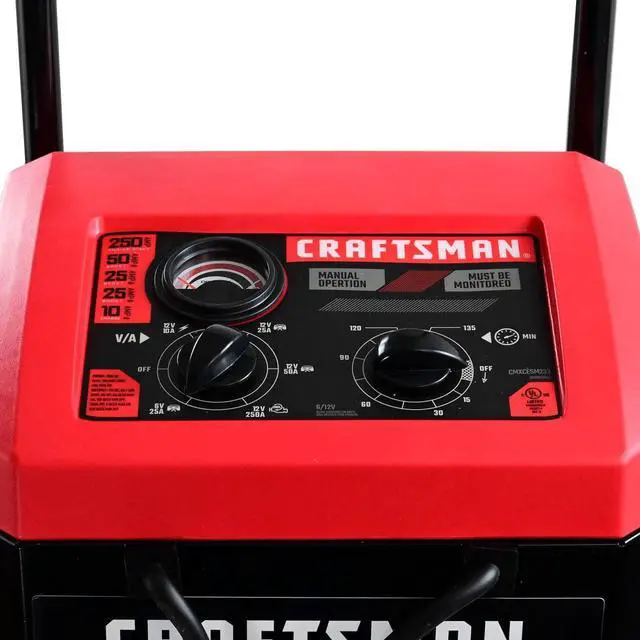 Alt view image 5 of 7 - CRAFTSMAN Wheeled 10A Car Battery Charger & Maintainer, 6V/12V CMXCESM233