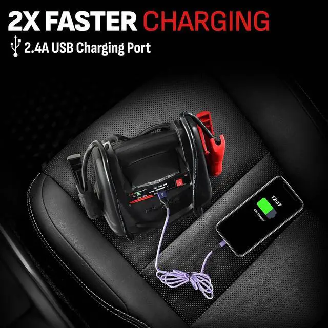 Alt view image 4 of 7 - Electric Lithium Jump Starter and Portable Power Station SL1562, 4-in-1, 1200 Amp, 150-PSI Air Compressor, 12V - works on cars, trucks, motorcycles, marine batteries, SUVs, ATVs, and more