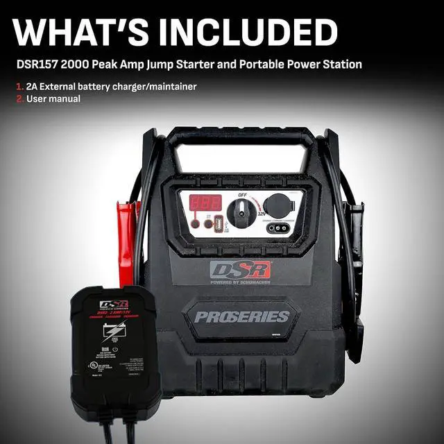 Alt view image 4 of 6 - Schumacher DSR157 - ProSeries Jump Starter - 12V 2000 Peak Amps Portable Car Jump Starter + Maintainer - Jumper Cables with Battery Pack - 400 cranking amps