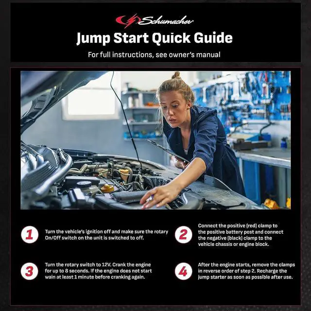 Alt view image 5 of 6 - Schumacher DSR157 - ProSeries Jump Starter - 12V 2000 Peak Amps Portable Car Jump Starter + Maintainer - Jumper Cables with Battery Pack - 400 cranking amps