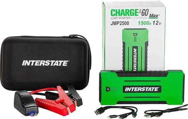 Alt view image 2 of 6 - Interstate Batteries Jump Starter and Charger 12V 1500A (25,000mAH, 25Ah) Portable LED Jumpstart Battery Power Pack for 12 Volt Automotives, USB Electronics (JMP2500)