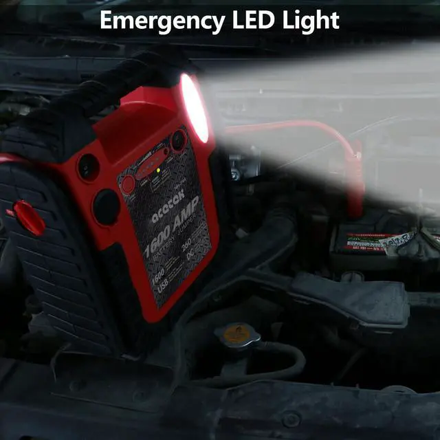 Alt view image 7 of 7 - 1800 Amp Jump Starter with Air Compressor, acetek Car Battery Jump Starter 260 PSI Tire Inflator, 20000mAh 12V Auto Lead-Acid Battery Booster (Up to 6L Gas or 6L Diesel Engine) with LED Light & USB