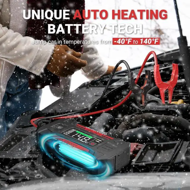 Alt view image 2 of 7 - LOKITHOR J401X Jump Starter, -40 Auto-Heating Tech, 2500A 12V Battery Jumper Starter Portable Battery Booster Pack (8.5L Gas/6.5L Diesel) with 20000mAh Power Bank, 100W Fast Charging, LED Light