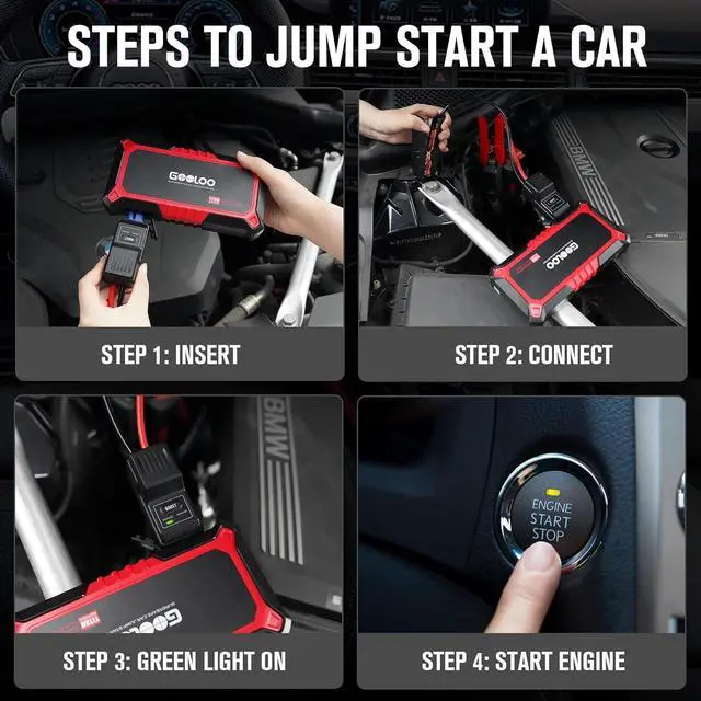 Alt view image 7 of 7 - GOOLOO New GP2000 Jump Starter, 12V 2000A Car Jumper Starter(Up to 8.0L Gas, 6.0L Diesel Engines), SuperSafe Portable Car Battery Charger, Auto Lithium Jump Box Booster Pack with USB Quick Charge