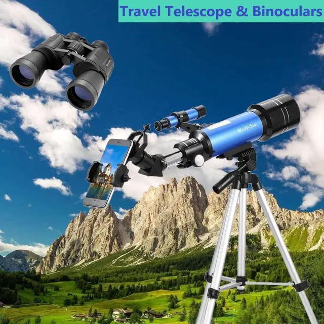Alt view image 2 of 6 - Travel Telescope with Backpack - 70mm Refractor Telescope & 10X50 HD Binoculars Bak4 Prism FMC Lens for Moon Viewing Bird Watching Sightseeing