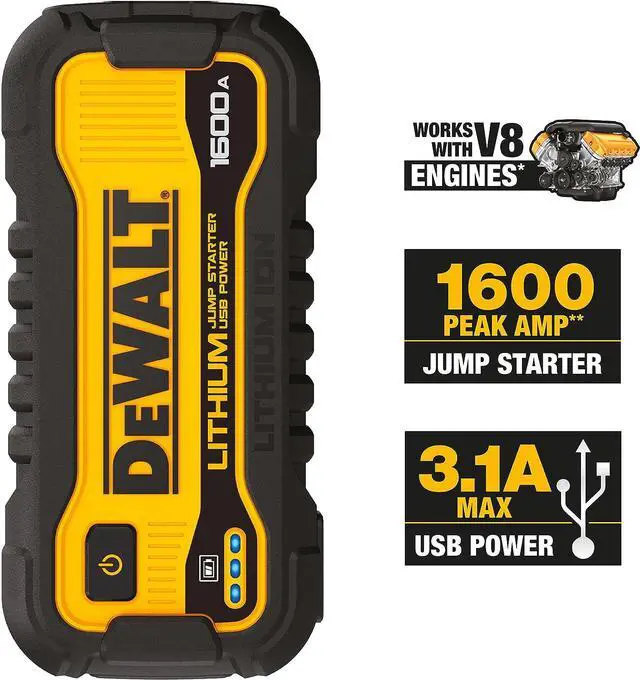 Alt view image 2 of 5 - DeWalt DXAELJ16 1600 Peak Amp Jump Starter Battery Booster with USB Power Station