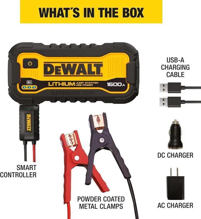 Alt view image 4 of 5 - DeWalt DXAELJ16 1600 Peak Amp Jump Starter Battery Booster with USB Power Station