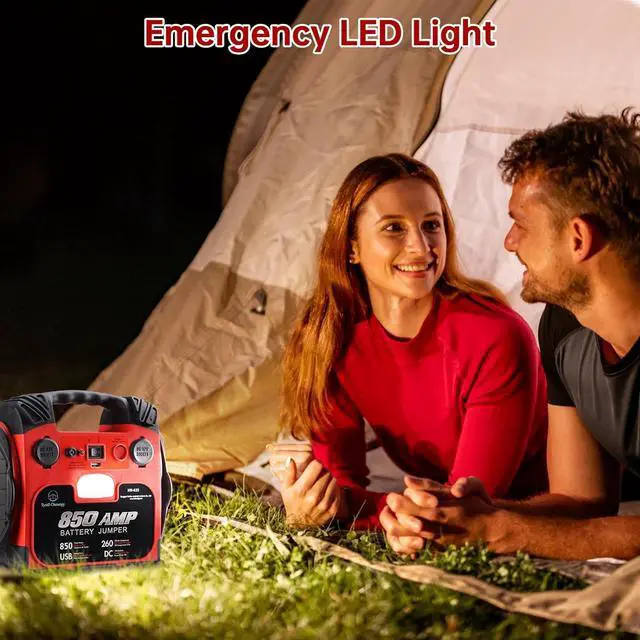 Alt view image 4 of 7 - Jump Starter, BS ONE 850 Amp Peak Current Car Jump Stater, 12V Lead Acid Battey Jump Starter with 260PSI Air Compressor, Jump Starter Battery Pack with Led Light & USB Output
