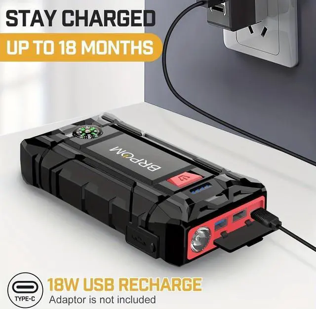 Alt view image 3 of 7 - Car Jump Starter, 2000A Peak 15800mAh (Up to 7.0L Gas or 5.5L Diesel Engine, 30 Times) 12V Auto Booster Battery Pack Jump Box with Quick Charger Smart Jump Cables