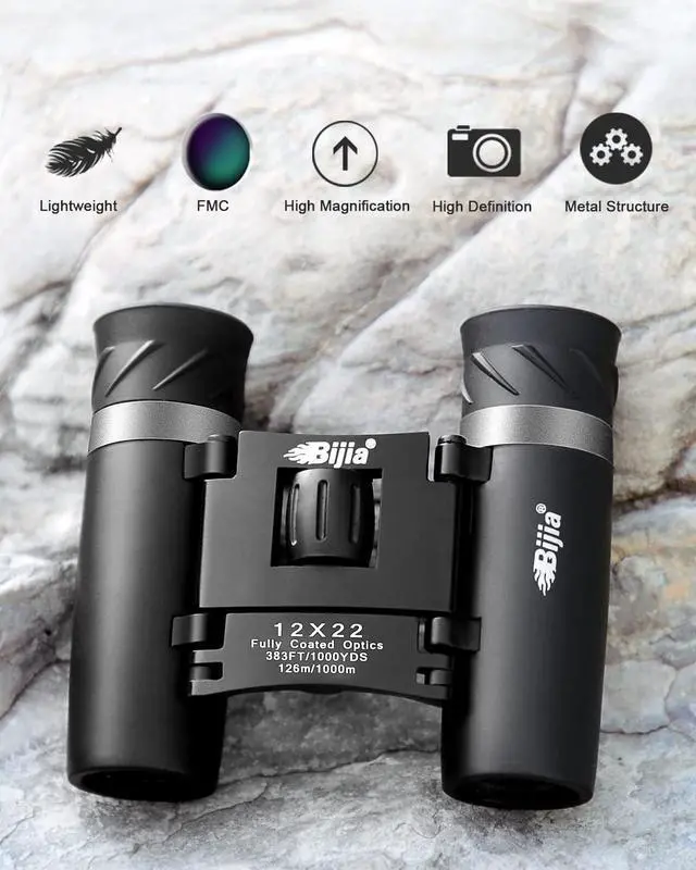 Alt view image 5 of 7 - BIJIA 12x22 HD Mini Compact Binoculars for Kids and Adult,Hunting,Bard Watching,Concert,Sport and Outdoor Activities (Lastest Optics Coating Technology)