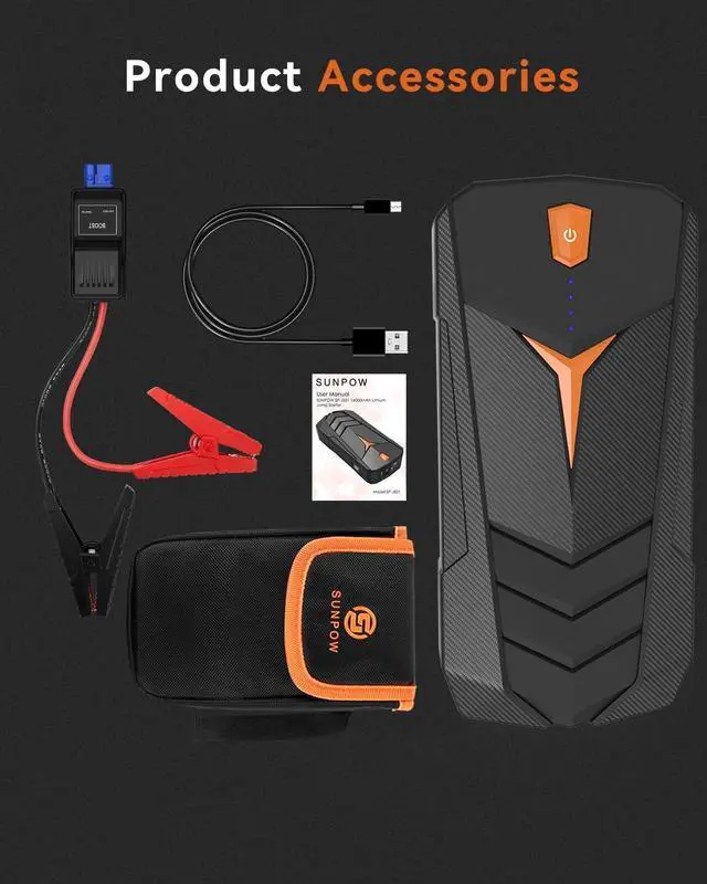 Alt view image 7 of 7 - Jump Starter, 1500A Peak Car Starter for Up to 8L Gas or 6.0L Diesel Engine, 12V Auto Lithium Battery Booster for Cars, Trucks, SUV, Portable Power Pack Jump Box with LED Light
