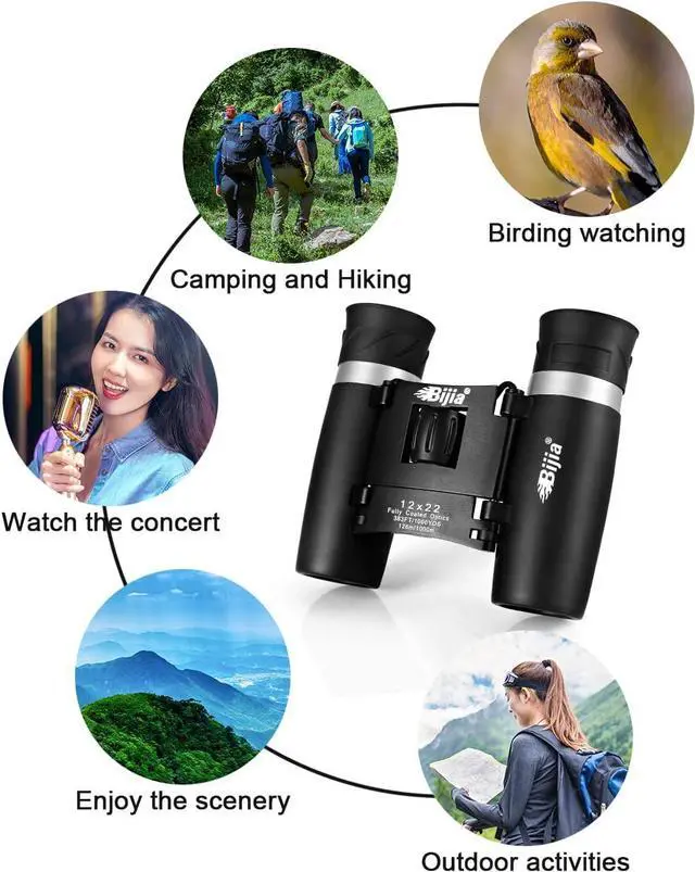 Alt view image 6 of 7 - BIJIA 12x22 HD Mini Compact Binoculars for Kids and Adult,Hunting,Bard Watching,Concert,Sport and Outdoor Activities (Lastest Optics Coating Technology)