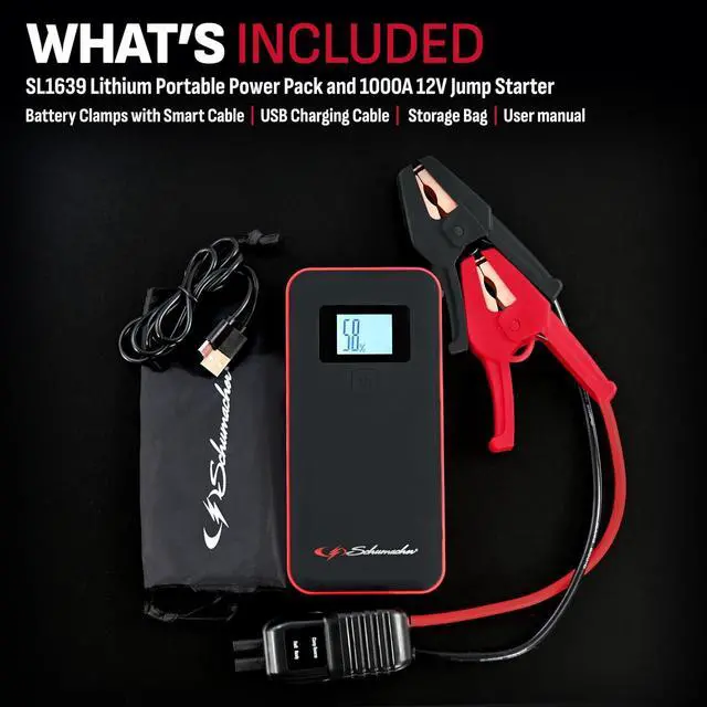 Alt view image 6 of 7 - Schumacher Electric 1000 Peak Amp 12V Portable Lithium Car Battery Jump Starter & Power Pack - Lithium Ion Jump Box - with USB Charging & LED Emergency Light - SL1639