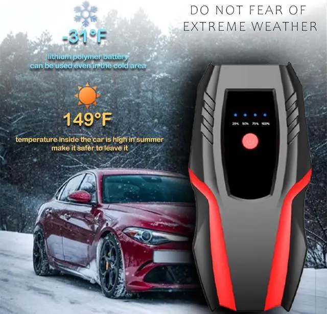 Alt view image 4 of 6 - 12v Auto Jump Starter Peak Current 2000A (8.0L Gas and 5.0L Diesel Engine), Car Lithium Battery Charger Jumper Cable Pack, 8000mah Portable Power Bank with LED Light&USB Quick Charge