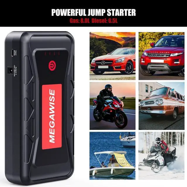 Alt view image 3 of 6 - MEGAWISE 2500A Peak 21800mAh Car Battery Jump Starter (up to 8.0L Gas/6.5L Diesel Engines) 12V Portable Power Pack Auto Battery Booster with Dual USB Outputs