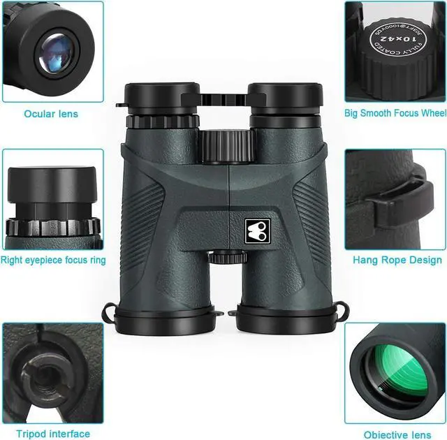 Alt view image 2 of 7 - 10x42 Binoculars for Adults with Smartphone Adapter, BAK4 Prism and FMC Lens, HD Professional Binoculars for Bird Watching Travel Stargazing Hunting Wildlife Watching Outdoor Concerts Sports