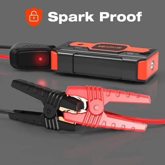 Alt view image 3 of 6 - NEXPOW Battery Jump Starter 2500A Car Jump Starter (up to 8.0L Gas/8L Diesel Engines) 12V Car Battery Booster Pack with USB Quick Charge 3.0 and 4 LED Modes Red Blue Warning
