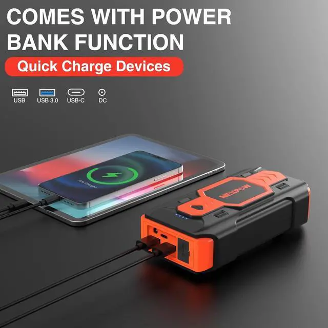 Alt view image 5 of 6 - NEXPOW Battery Jump Starter 2500A Car Jump Starter (up to 8.0L Gas/8L Diesel Engines) 12V Car Battery Booster Pack with USB Quick Charge 3.0 and 4 LED Modes Red Blue Warning