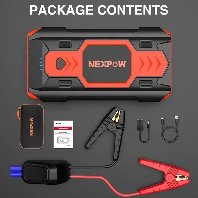 Alt view image 6 of 6 - NEXPOW Battery Jump Starter 2500A Car Jump Starter (up to 8.0L Gas/8L Diesel Engines) 12V Car Battery Booster Pack with USB Quick Charge 3.0 and 4 LED Modes Red Blue Warning