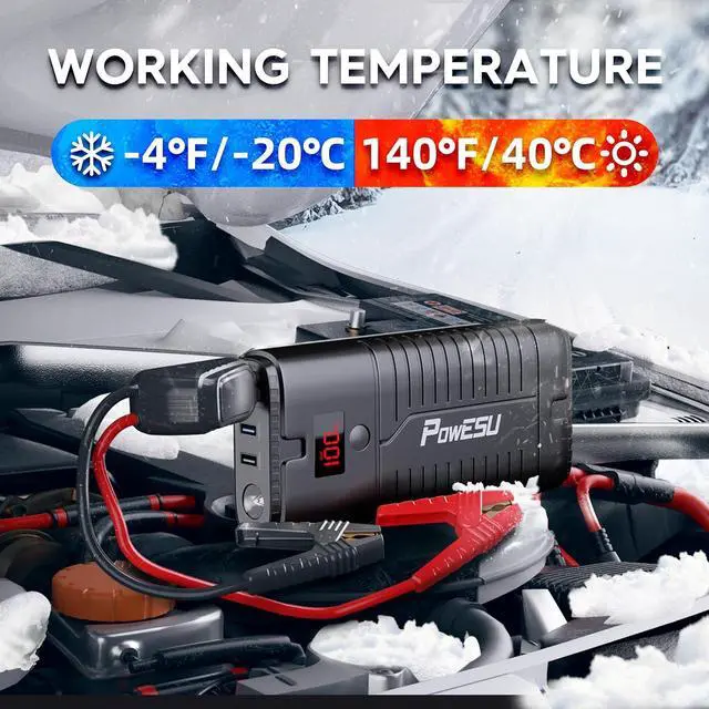 Alt view image 5 of 7 - Jump Starters 2000A 18000mah (Up to 8.0L Gas or 7.5L Diesel Engine) 12V Auto Car Portable Battery Booster Jumper Cable Power Box Pack
