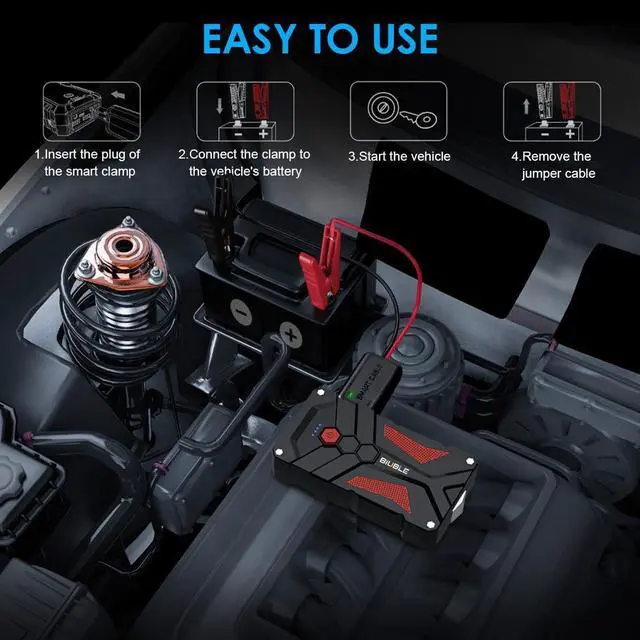 Alt view image 3 of 7 - BIUBLE Jump Starter Car Jump Starter Auto Battery Booster Pack 3000A Peak 12V with USB Quick Charge 3.0,Lithium Jump Box with LED Light(Up to 7.0L Gas or 5.5L Diesel Engine)