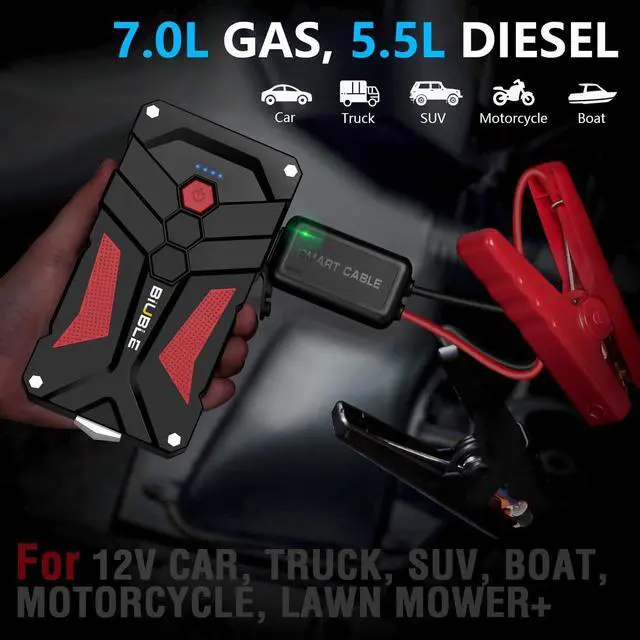 Alt view image 5 of 7 - BIUBLE Jump Starter Car Jump Starter Auto Battery Booster Pack 3000A Peak 12V with USB Quick Charge 3.0,Lithium Jump Box with LED Light(Up to 7.0L Gas or 5.5L Diesel Engine)