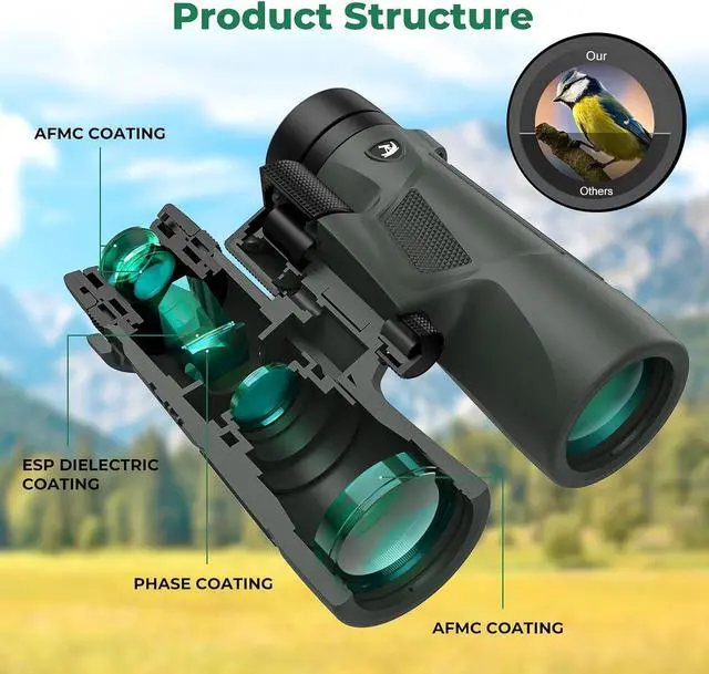Alt view image 2 of 6 - Gosky 10x42 Binoculars for Adults High Powered with Phone Adapter & Tripod | Super Bright, BAK4 Prism, IPX7 Waterproof, for Bird Watching Hunting Cruise Safari Travel Outdoor Sports Concert