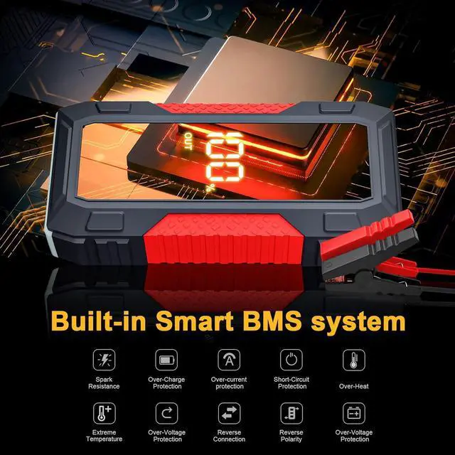 Alt view image 4 of 7 - Jump Starter - 2000A Jump Starter Battery Pack for Up to 8L Gas and 6.5L Diesel Engines, 12V Portable Car Battery Jump Starter Box with 3.0" LCD Display (Red)