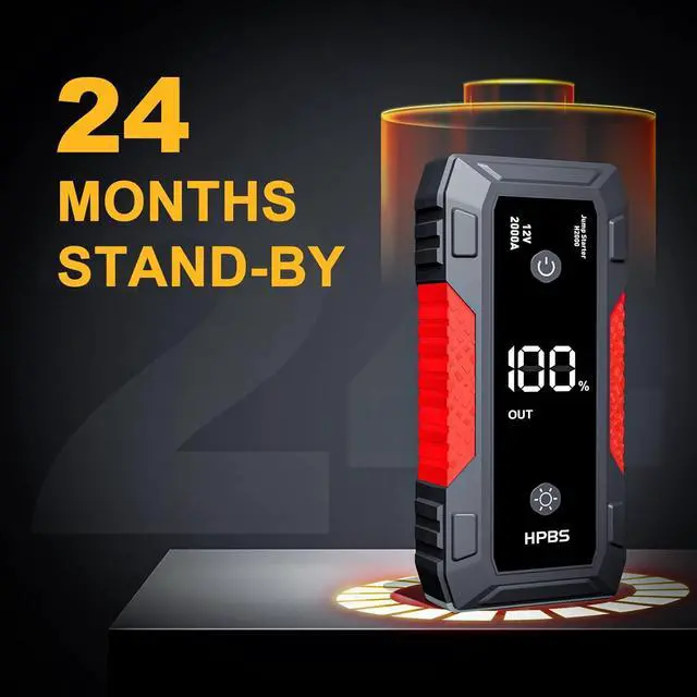 Alt view image 7 of 7 - Jump Starter - 2000A Jump Starter Battery Pack for Up to 8L Gas and 6.5L Diesel Engines, 12V Portable Car Battery Jump Starter Box with 3.0" LCD Display (Red)