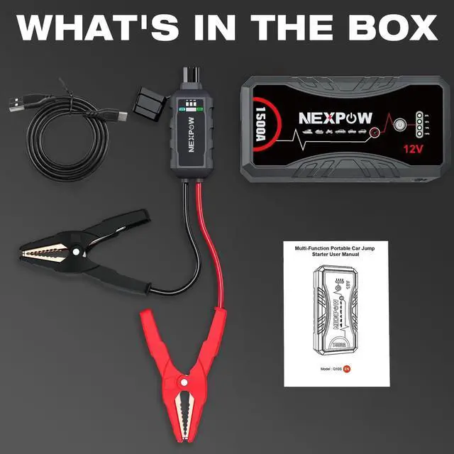 Alt view image 7 of 7 - NEXPOW Car Jump Starter,Car Battery Jump Starter Pack 1500A Peak Q10S for Up to 7.0L Gas and 5.5L Diesel Engine12V Auto Battery Booster,Jumper Cables,Portable Lithium Jump Box with LED Light/USB QC3.0