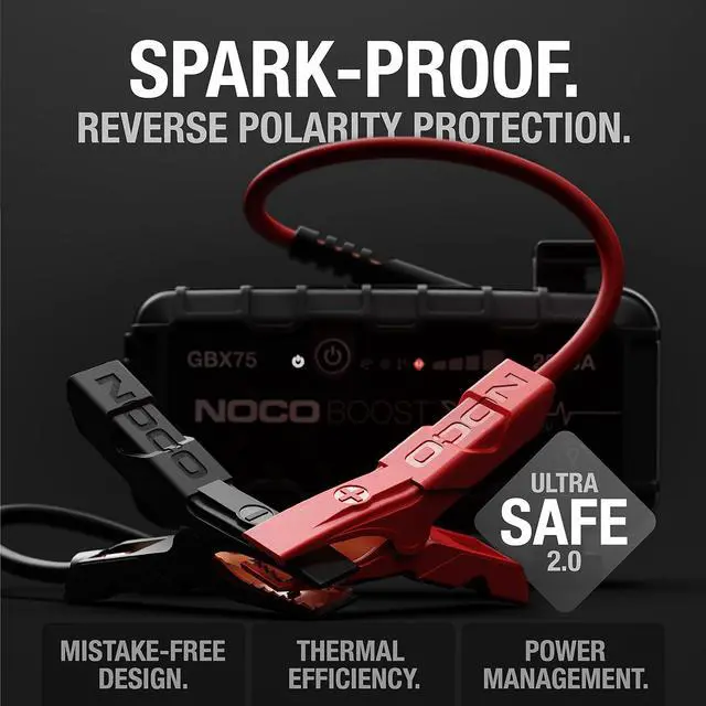 Alt view image 4 of 7 - NOCO Boost X GBX75 2500A 12V UltraSafe Portable Lithium Jump Starter, Car Battery Booster Pack, USB-C Powerbank Charger, and Jumper Cables for up to 8.5-Liter Gas and 6.5-Liter Diesel Engines