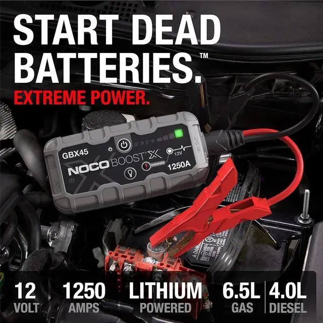 Alt view image 2 of 7 - NOCO Boost X GBX45 1250A 12V UltraSafe Portable Lithium Jump Starter, Car Battery Booster Pack, USB-C Powerbank Charger, and Jumper Cables for up to 6.5-Liter Gas and 4.0-Liter Diesel Engines