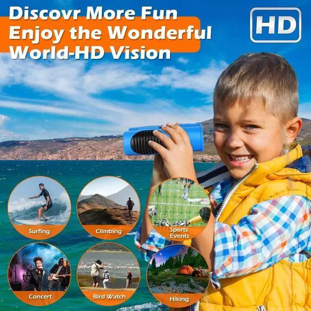 Alt view image 7 of 7 - Compact Mini Binoculars for Kids  8x21 Zoom Kids Binoculars Toy Gift Shock Proof for 3 4 5 6 7 8 9 10 11 12 13 Years Old Boys Girls Bird Watching Sporting Events Children Best Present