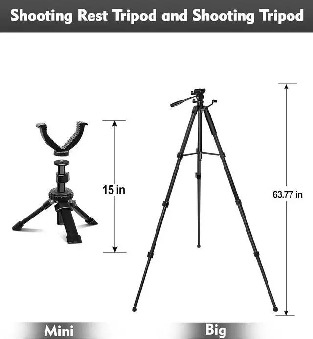 Alt view image 2 of 6 - Binocular and Shooting Tripod Hunting Rest V Yoke Stand, Spotting Scope Tripod, with Binoculars Adapter and Removable 360° Rotate Fluid Head, Perfect for Binoculars, Hunting, Shooting Tripod
